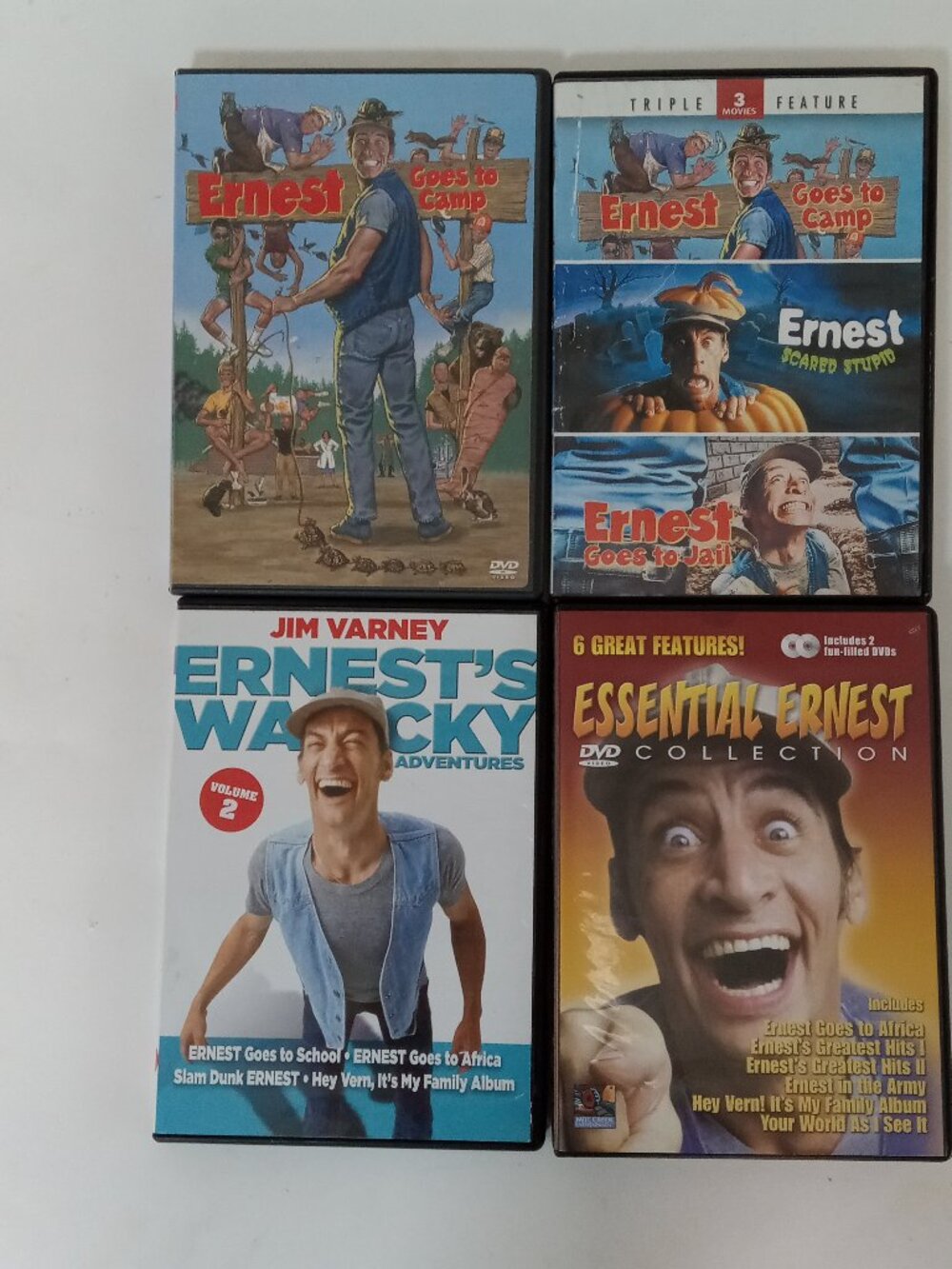 Jim Varney DVD Lot of 4 Ernest Movies Wacky Goes to Camp Essential Scared Stupid